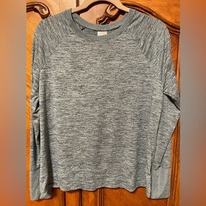 Avia Long Sleeve Performance Tee Blue-Green Gray Cuff Sleeve Size M (8-10)